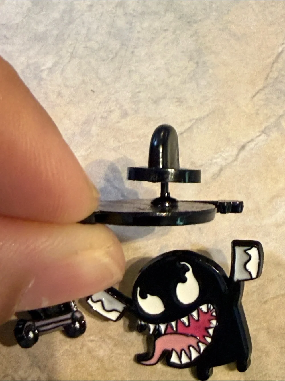Kawaii Black Monster Enamel Pin Set with Pink Accents